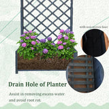 Vivo Technologies Large Rectangular Wooden Planter with Liner and Lattice Trellis Panels for Climbing Plants, 70x30x135cm Flower Plant Pot Box for Garden Patio, Grey