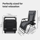 Set of 2 Extra Wide Zero Gravity Chairs, Luxury XXL Premium Heavy Duty Padded Garden Recliners,Sun Lounger Folding Garden Recliner,Adjustable Headrest,Cup & Phone Holder