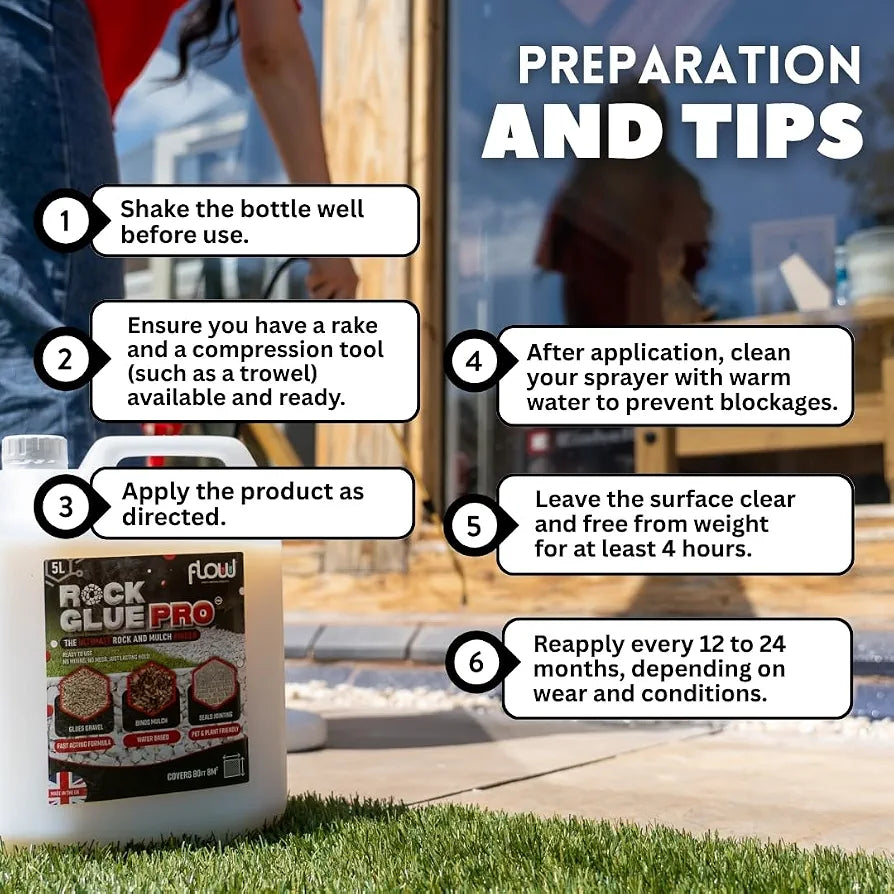 Rock Glue Pro – Heavy-Duty Water-Based Gravel & Mulch Binder for Driveways, Garden Paths | Long-Lasting, Weatherproof, Easy-to-Apply Formula 