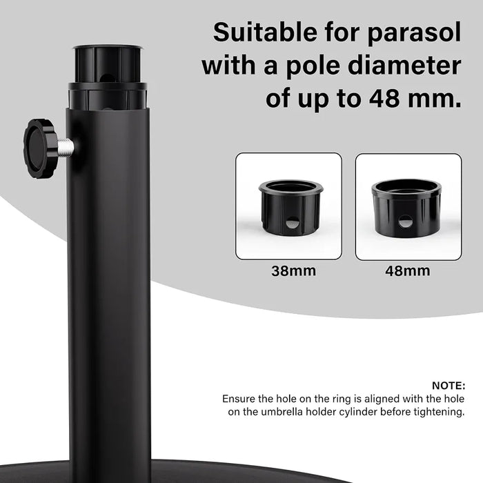 Vivo Technologies Parasol Base 12kg Round Garden Umbrella Stand for Outdoor, Garden, Patio, Heavy Duty Parasol Holder with Tightening Screw,Diameter 45cm, Black