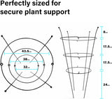 1 Pack Peony Support Frame, Heavy Duty Rust-Resistant Steel Peony Plant Support Ring Outdoor Garden Flower Border Cage for Perennial Plants, 66cm Tall