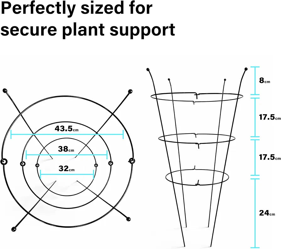 1 Pack Peony Support Frame, Heavy Duty Rust-Resistant Steel Peony Plant Support Ring Outdoor Garden Flower Border Cage for Perennial Plants, 66cm Tall