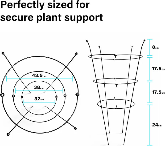 1 Pack Peony Support Frame, Heavy Duty Rust-Resistant Steel Peony Plant Support Ring Outdoor Garden Flower Border Cage for Perennial Plants, 66cm Tall
