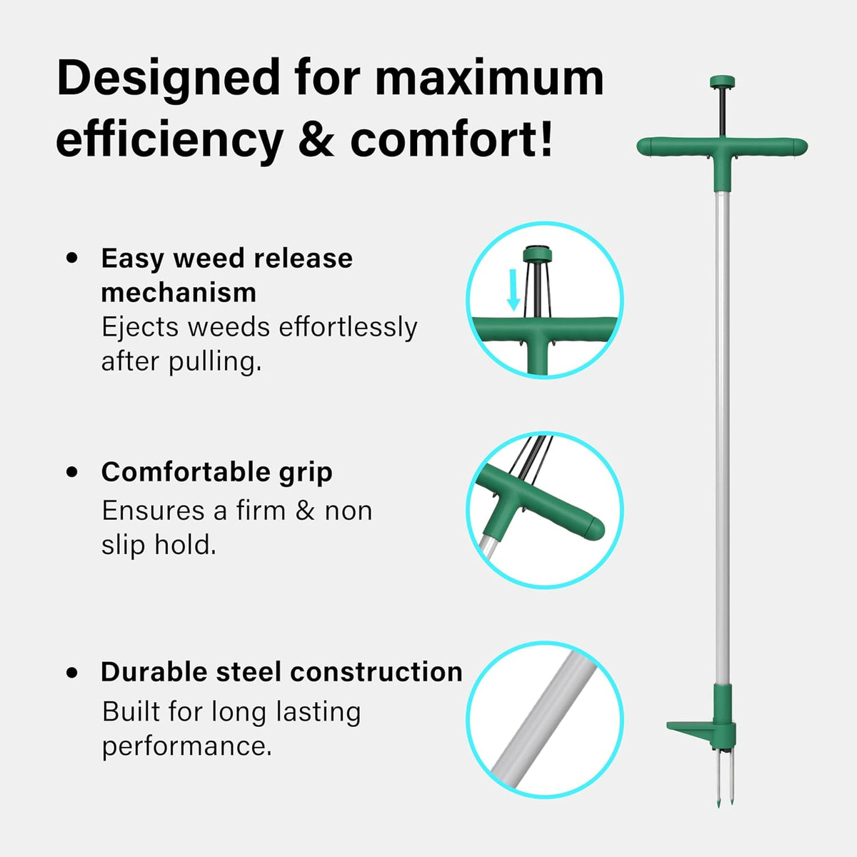 Stand-Up Weed Puller – 2 or 3 Claw Options Green