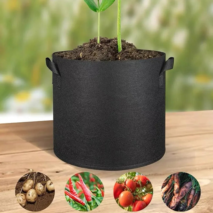4 Pack of 10 Gallons Plant Grow Bags Thickened Nonwoven Fabric Pots with Handles Potato Vegetable Seed Planters Reusable Sack Garden Patio Growing Bag for Soil Root Strawberry Carrot Tomato