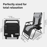 Set of 2 Extra Wide Zero Gravity Chairs, Luxury XXL Premium Heavy Duty Padded Garden Recliners,Sun Lounger Folding Garden Recliner,Adjustable Headrest,Cup & Phone Holder