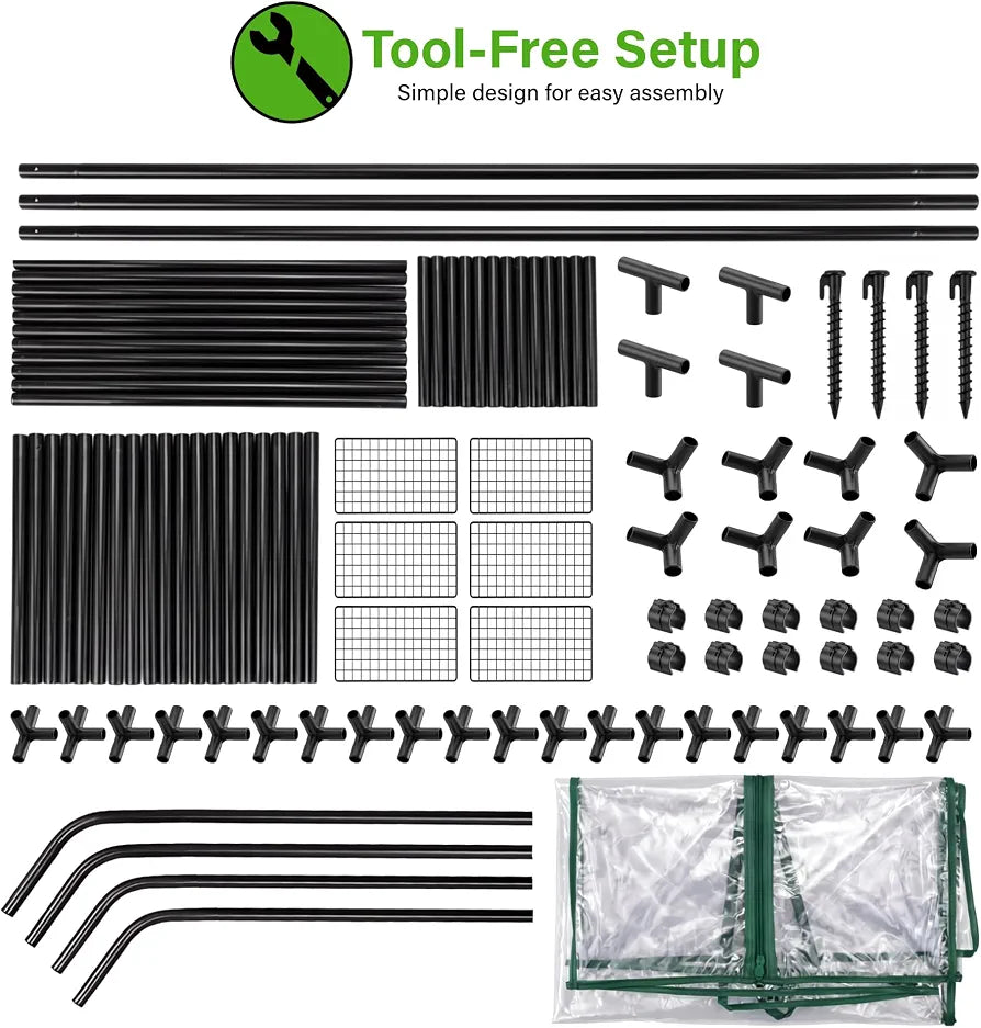 3 Tier Walk In Greenhouse - Shed Metal Frame Green House with 6 Shelves, Weatherproof PVC Plastic Cover and Roll up Zip Panel Door, Ideal for Growing Vegetables, Flowers, Seedlings, Tool-Free Assembly