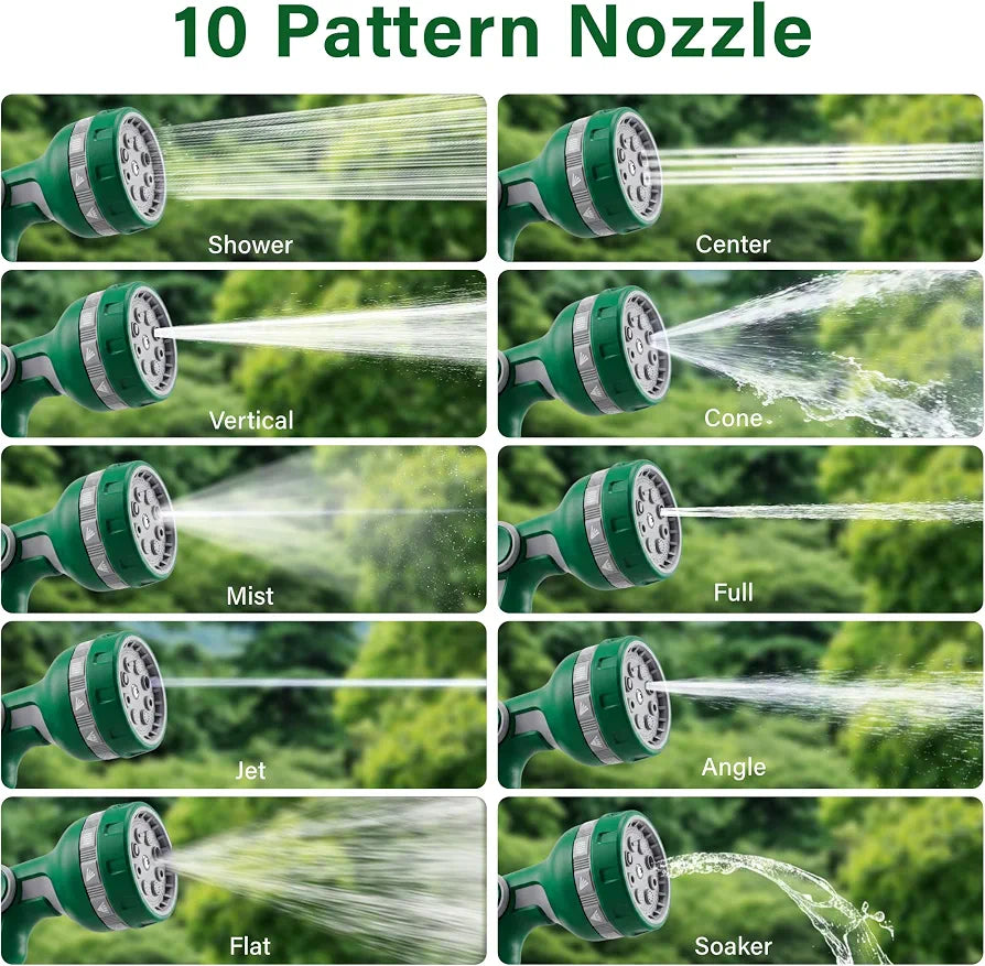 Garden Hose Reel 20M,18m Water Pipe +2m Leader Hose, Hose Pipe Reel with 10 Adjustable Spray Gun Nozzles, Manual Retractable Garden Water Hose Reel,Outdoor Hose Reel Set for Garden Patios,Balconies