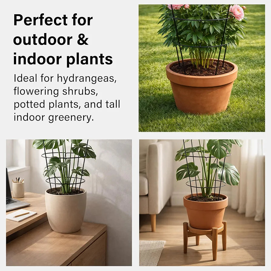 1 Pack Peony Support Frame, Heavy Duty Rust-Resistant Steel Peony Plant Support Ring Outdoor Garden Flower Border Cage for Perennial Plants, 66cm Tall