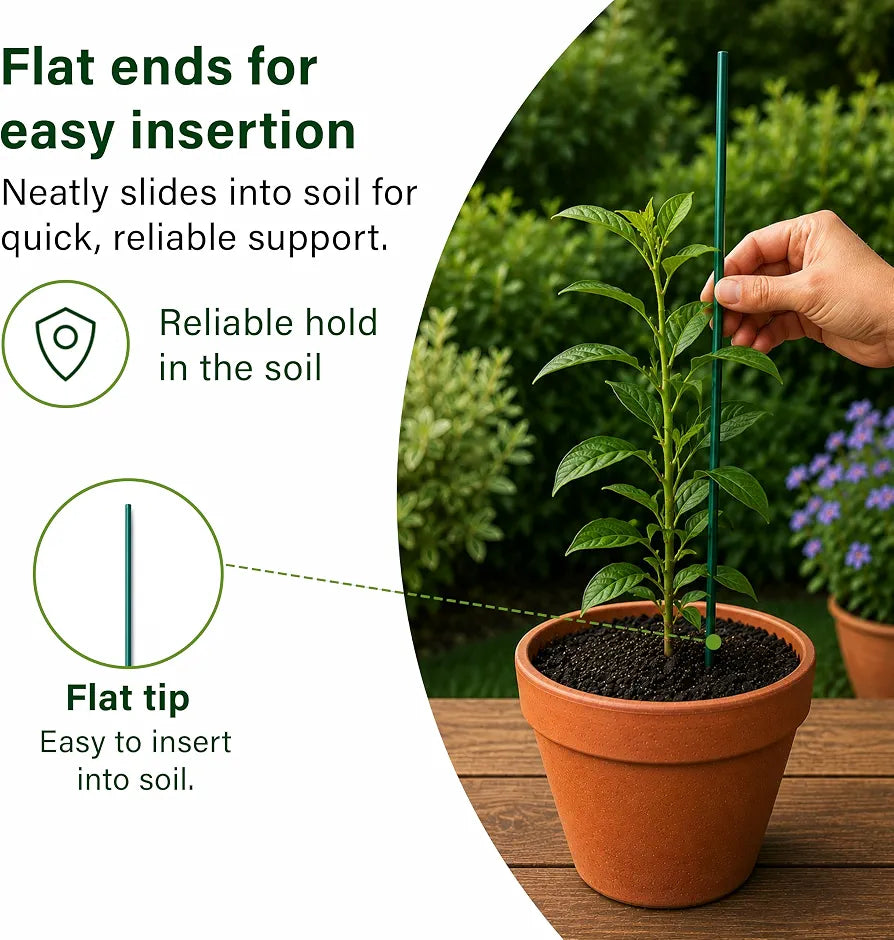 45cm Garden Stakes, 50 pack Bamboo Sticks Plant Support Sticks Green Garden Sticks for Garden Flowers, Vegetables, Weather Resistant Canes Wooden Canes for Gardening Tripods Making