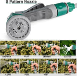 Garden Hose Reel 14M, 12m Water Pipe +2m Leader Hose, Hose Pipe Reel with 8 Adjustable Spray Gun Nozzles, Manual Retractable Garden Water Hose Reel,Outdoor Hose Reel Set for Garden Patios,Balconies