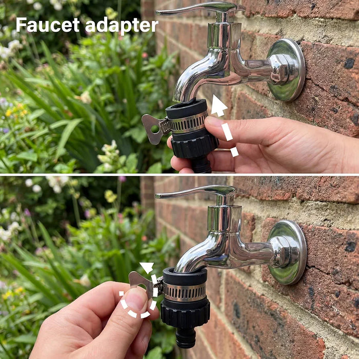 Garden Hose Connector Set 24 Pack | 1 Nozzle | 5 Hose End Connectors | 1 Hose Waterstop | 2 Double Male Snap | 2 Hosepipe Tap Fitting 1/2 & 3/4 Inch for Joining Hose Pipe
