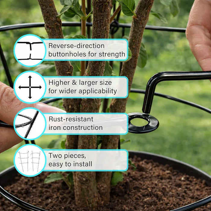 1 Pack Peony Support Frame, Heavy Duty Rust-Resistant Steel Peony Plant Support Ring Outdoor Garden Flower Border Cage for Perennial Plants, 66cm Tall