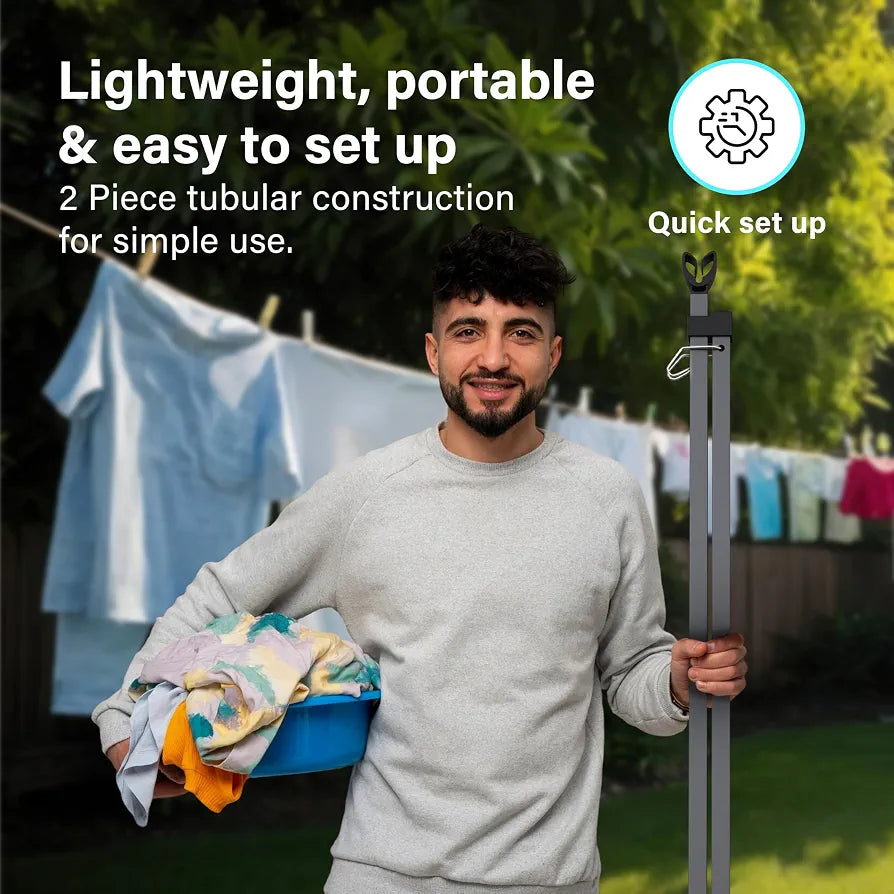 2.2M Extra Heavy Duty Square Washing Line Prop Pole Outdoor Galvanised Extendable Cloths Prop Pole Laundry Support Pole Extending pole Telescopic Support Strong Washing Line Support Grey Pack of 1