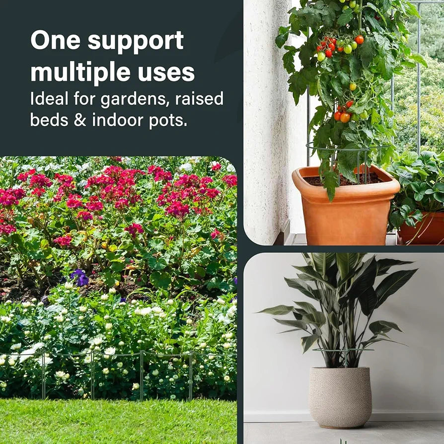 Vivo Technologies 12 Pack Plant Support Stakes 25×60cm,Metal Plant Supports Ring Cage for Garden Sturdy Half Round Garden Plant Supports for Vegetable, Tomatoes, Peony, Roses, Lavender, Flowers