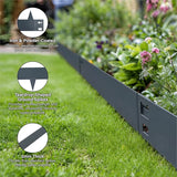 5M Metal Lawn Edging Border, Galvanized Steel Garden Edge Border, Flexible Lawn & Pathway Garden Edging Strip for Landscaping, Easy Install - 8cm Face Height, Anthracite