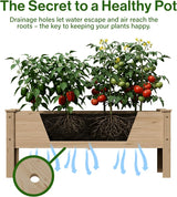 Natural Raised Bed for Garden, Wooden Elevated Rectangle Planter Box for Vegetables Flowers Herbs Gardening, 119x42x51 cm