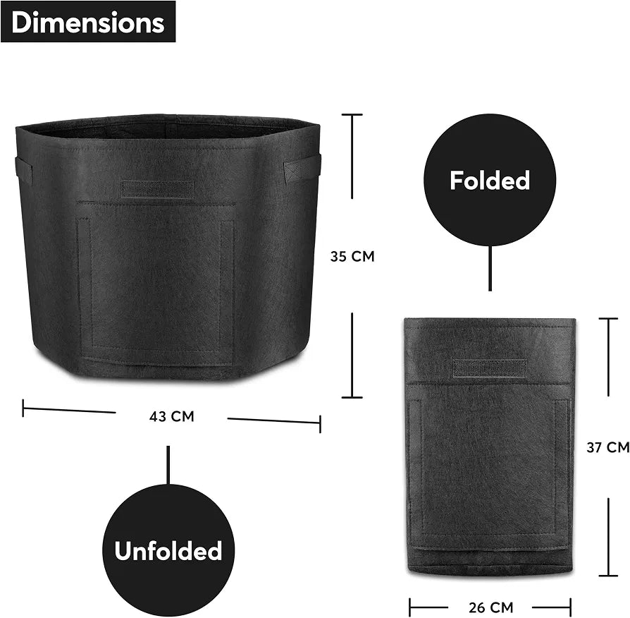4 Pack of 10 Gallons Plant Grow Bags Thickened Nonwoven Fabric Pots with Handles Potato Vegetable Seed Planters Reusable Sack Garden Patio Growing Bag for Soil Root Strawberry Carrot Tomato
