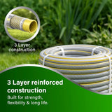 Garden Hose Pipe, 12.5mm x 30m Starter Set, Including 2 in 1 Faucet Tap Adapter, Hose End Quick Connector and Sprayer, Re-Enforced PVC Layering, Hard-Wearing Hosepipe for Outdoor Garden Car Washing