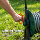 30M Garden Hose Pipe Reel Cart on Wheels | 28.5m Water Pipe | 1.5m Leader Hose | Hosepipe Trolley with Rewind Handle | 7 Mode Spray Gun | Freestanding | Tap Connectors | Car Pressure Washer Compatible
