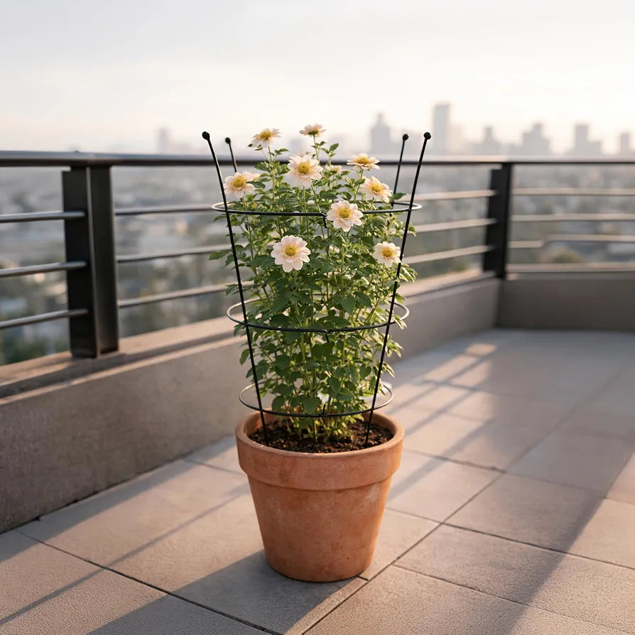 1 Pack Peony Support Frame, Heavy Duty Rust-Resistant Steel Peony Plant Support Ring Outdoor Garden Flower Border Cage for Perennial Plants, 66cm Tall