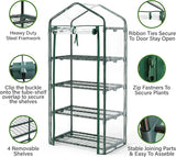 4 Tier Mini Greenhouse, Small Portable Compact Garden Grow House Plant Greenhouses , Basic Green House with Weatherproof PVC Plastic Cover Indoor outdoor