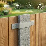 10 Pack Fence Post Security Brackets, Galvanised Steel Panel Brackets Suitable for Concrete or Wooden Posts, Fits 120mm x 25mm Posts - Anti Rattle & Banging