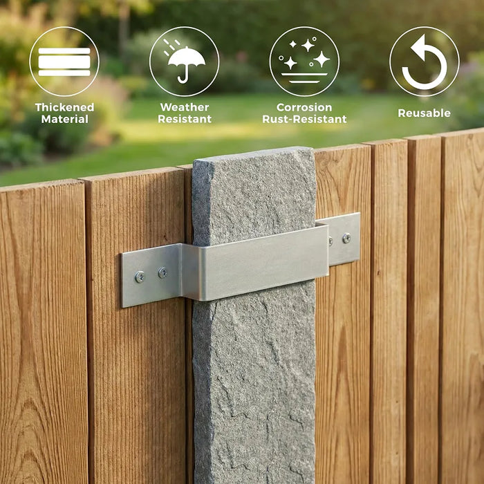 10 Pack Fence Post Security Brackets, Galvanised Steel Panel Brackets Suitable for Concrete or Wooden Posts, Fits 120mm x 25mm Posts - Anti Rattle & Banging