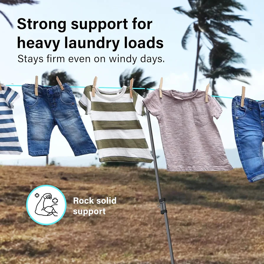 2.2M Extra Heavy Duty Square Washing Line Prop Pole Outdoor Galvanised Extendable Cloths Prop Pole Laundry Support Pole Extending pole Telescopic Support Strong Washing Line Support Grey Pack of 1