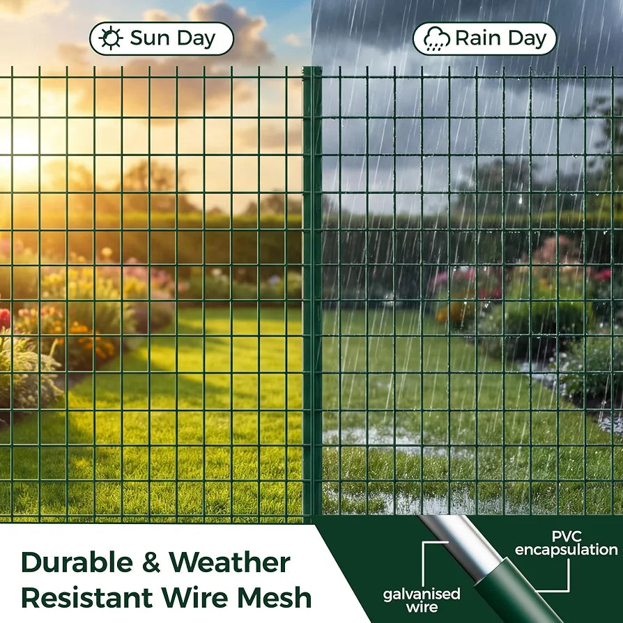Chicken Wire Fence ,1.02m x 10m PVC Coated Fencing Roll, Heavy Duty Garden Wire Mesh Galvanized Steel , Easy Installation for Garden Fencing,Poultry Coops, Plant Support
