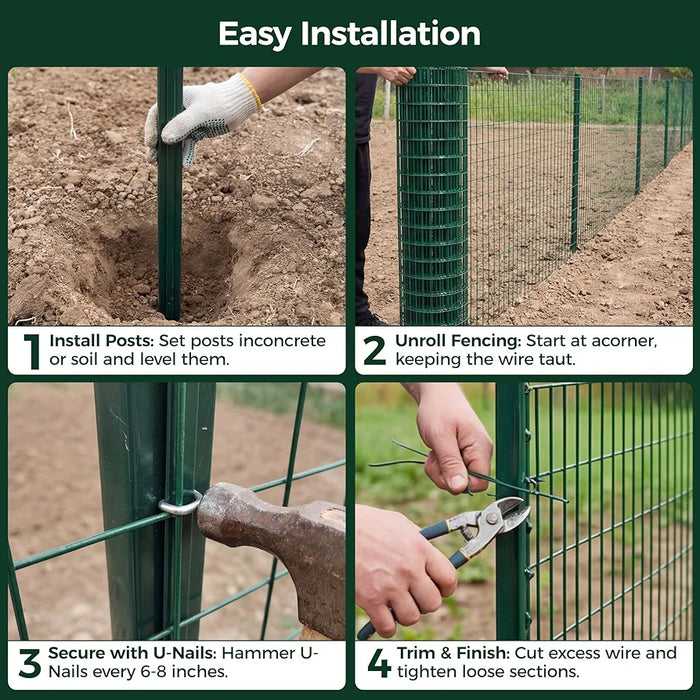 Chicken Wire Fence ,1.02m x 10m PVC Coated Fencing Roll, Heavy Duty Garden Wire Mesh Galvanized Steel , Easy Installation for Garden Fencing,Poultry Coops, Plant Support