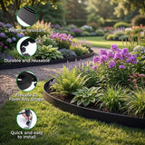 Garden Edging Border, 33FT/10M Black Flexible Plastic Lawn Edging with 30 Reinforced Pegs, 4.6CM High Lawn Edging Border - Easy Dig & Cut Installation for Flowerbeds, Lawns & Pathways