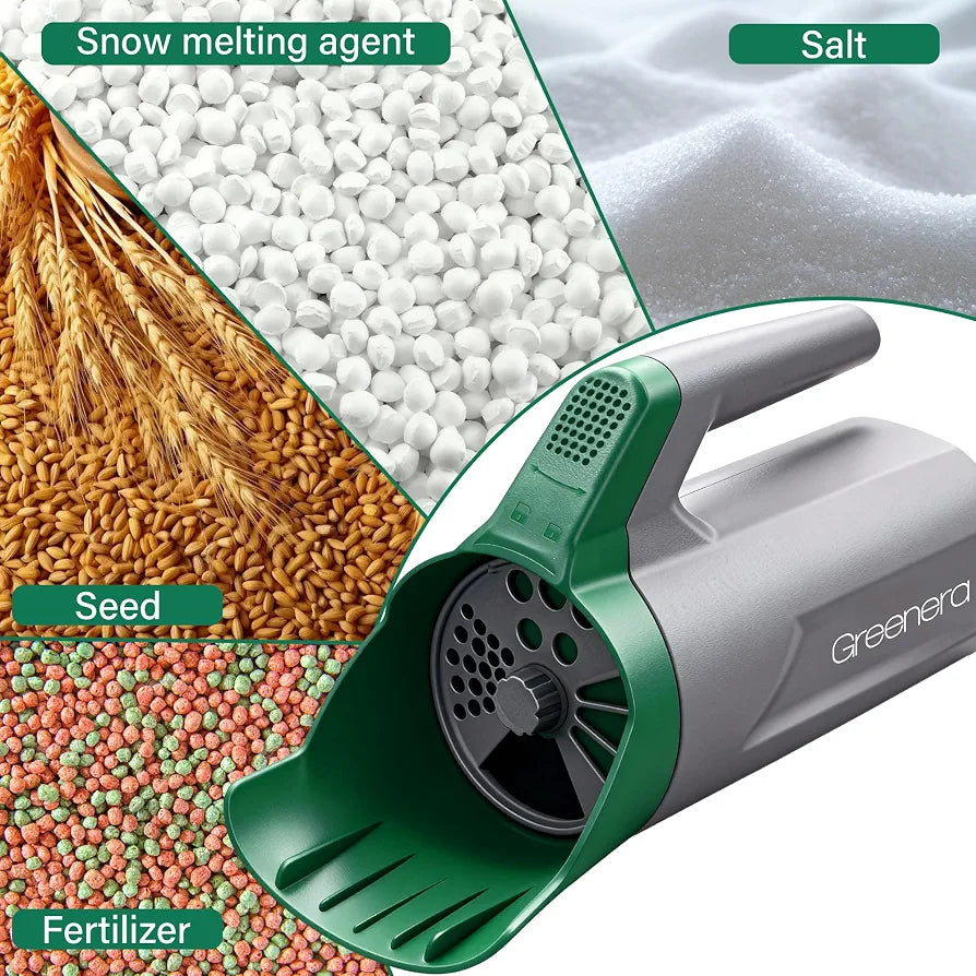 1L Handheld Seed Spreader, Mini Lawn Spreader with Adjustable Dial Salt Spreader, Precise Application, No Assembly, Multi-Use Lawn & Garden Spreader for Grass Seed, Lawn Feed