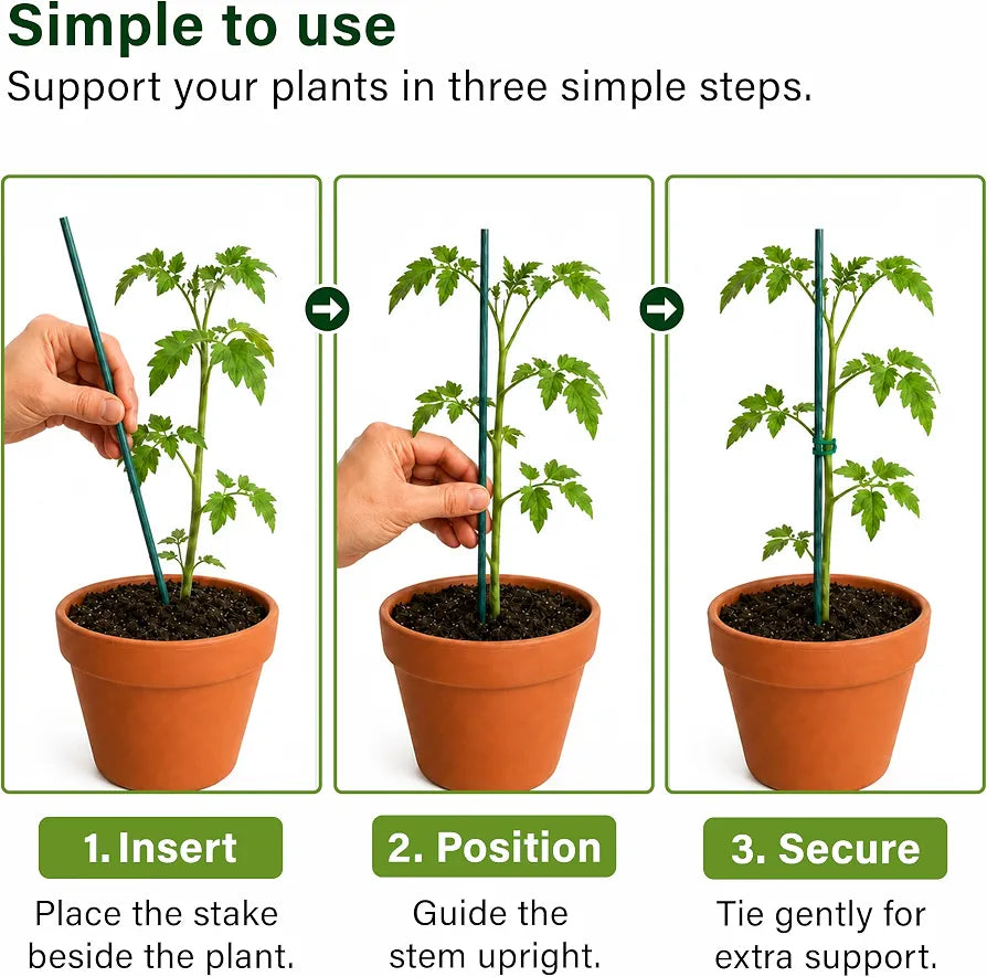 45cm Garden Stakes, 50 pack Bamboo Sticks Plant Support Sticks Green Garden Sticks for Garden Flowers, Vegetables, Weather Resistant Canes Wooden Canes for Gardening Tripods Making