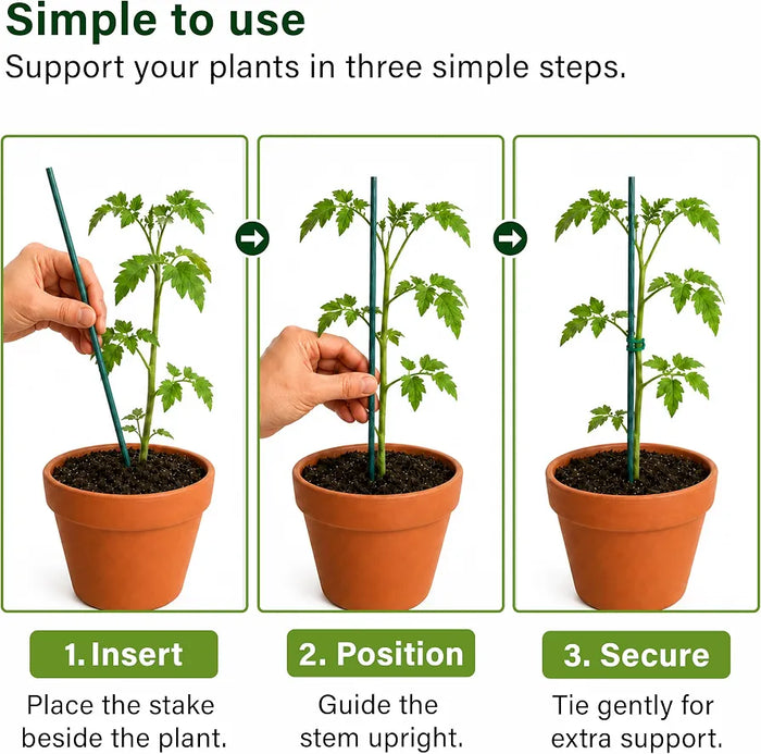 45cm Garden Stakes, 50 pack Bamboo Sticks Plant Support Sticks Green Garden Sticks for Garden Flowers, Vegetables, Weather Resistant Canes Wooden Canes for Gardening Tripods Making