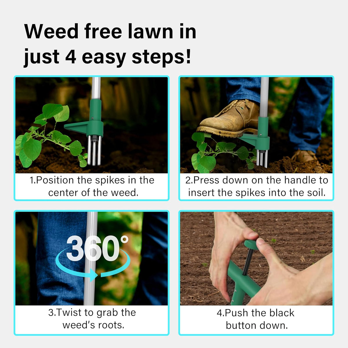 Stand-Up Weed Puller – 2 or 3 Claw Options Green