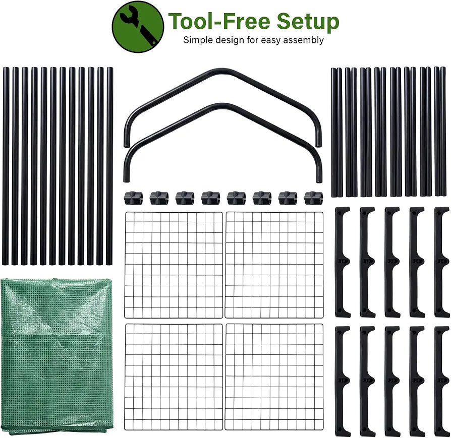 4 Tier Mini PE Greenhouse, Portable Green Houses with 4 Shelves and Shed Metal Frame, Weatherproof PE Plastic Cover & Roll up Zip Panel Door, Outdoor & Indoor, 50x45x158CM - Easy No Tool Assembly