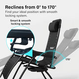 Folding Reclining Adjustable Zero Gravity Lounge Chair, Garden Chair Leisure Beach Chairs with Headrest and Cup Holder, Sun Loungers Powder-Coated Steel Frames, Sunlounger for Deck Chairs, Patio,Black