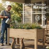 Natural Raised Bed for Garden, Wooden Elevated Rectangle Planter Box for Vegetables Flowers Herbs Gardening, 119x42x51 cm
