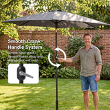 2.7m Tilting Parasol, Crank Up & Tilt Outdoor Garden Parasol Umbrella, Waterproof Sun Shade Canopy UV30+ Polyester Canopy, 38mm Parasol Pole, Air Vent, Steel Frame for Patio, Garden & Balcony