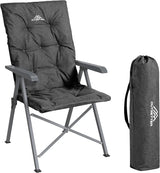 Luxury Adjustable Camping Chair for Adults Heavy Duty Outdoor 4-Position High Back Oversized Garden Padded Folding Chair for Caravan Dining Beach Picnic Fishing 150kg Load Capacity Black