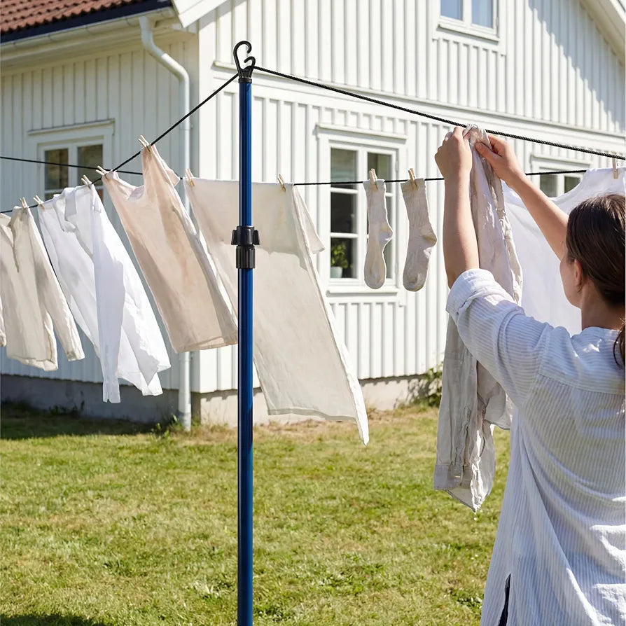 2.6 Meter Telescopic Washing Line Prop Pole Clothesline Heavy Duty Garden Dry Clothes Drying Airer Support Clothes Line Pole Galvanised Laundry Outdoor Washing Line Poles Extenedable to 2.6M Pack of 2