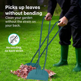 Leaf Grabber , Long Handled Heavy Duty Leaf Picker , Easy Pick Up Garden Tool for Gathering Leaves Grass Cuttings , Keep Garden Tidy with Metal Handle and Plastic Paddle ,Efficient Leaf Collector