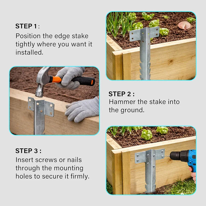 10 Pack Railway Sleeper Brackets, Heavy Duty Metal Sleeper Stakes, Galvanized Steel Jagged Stakes for Garden Edging, Timber Raised Beds, Driveway, Pathways & Retaining Walls