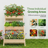3-Tier Raised Garden Bed, Large Wooden Elevated Planter Box for Vegetables, Herbs & Flowers, Natural Wood Plant Stand for Outdoor Patio