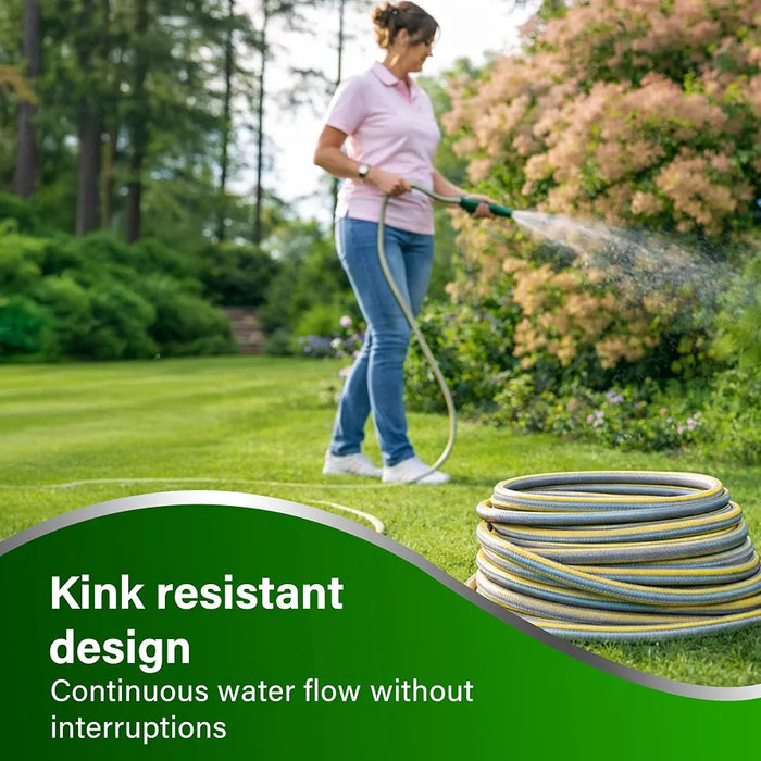 Garden Hose Pipe, 12.5mm x 30m Starter Set, Including 2 in 1 Faucet Tap Adapter, Hose End Quick Connector and Sprayer, Re-Enforced PVC Layering, Hard-Wearing Hosepipe for Outdoor Garden Car Washing