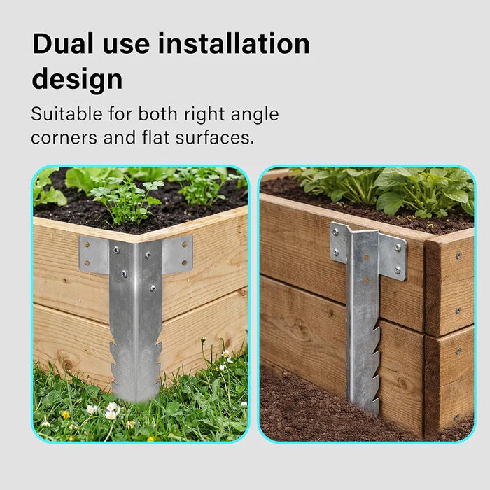 10 Pack Railway Sleeper Brackets, Heavy Duty Metal Sleeper Stakes, Galvanized Steel Jagged Stakes for Garden Edging, Timber Raised Beds, Driveway, Pathways & Retaining Walls