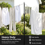 2.4M Telescopic Washing Line Prop Pole Metal Clotheslines Heavy Duty Home Garden Laundry Support Drying Line Poles Dry Clothes Drying Airer Washing Pole Extenedable to 2.4M Black Pack of 2
