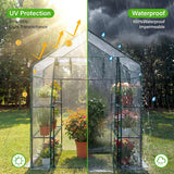 3 Tier Walk In Greenhouse - Shed Metal Frame Green House with 6 Shelves, Weatherproof PVC Plastic Cover and Roll up Zip Panel Door, Ideal for Growing Vegetables, Flowers, Seedlings, Tool-Free Assembly