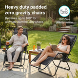 Set of 2 Extra Wide Zero Gravity Chairs, Luxury XXL Premium Heavy Duty Padded Garden Recliners,Sun Lounger Folding Garden Recliner,Adjustable Headrest,Cup & Phone Holder